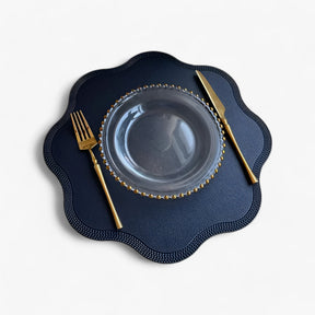 home & garden : Bloemen Placemats - Elegant en Duurzaam - Bloem Geel in Bloem Blauw van Pantino
