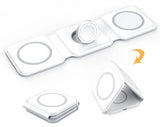 Chargeur sans fil 3-en-1 - Un chargeur pour smartphone, montre connectée et écouteurs - Blanc