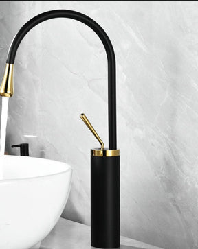 home & garden : Wastafelkraan Druppel Stijl Badkamer Draaibare Waterval Kranen - Goud Geborsteld Kort in Zwartgoud hoog van Pantino