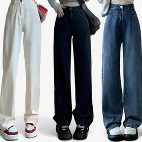 Jeans : Denim met Wijde Pijpen - Klassieke Pasvorm en Dagelijks Comfort - Zwart in van Pantino