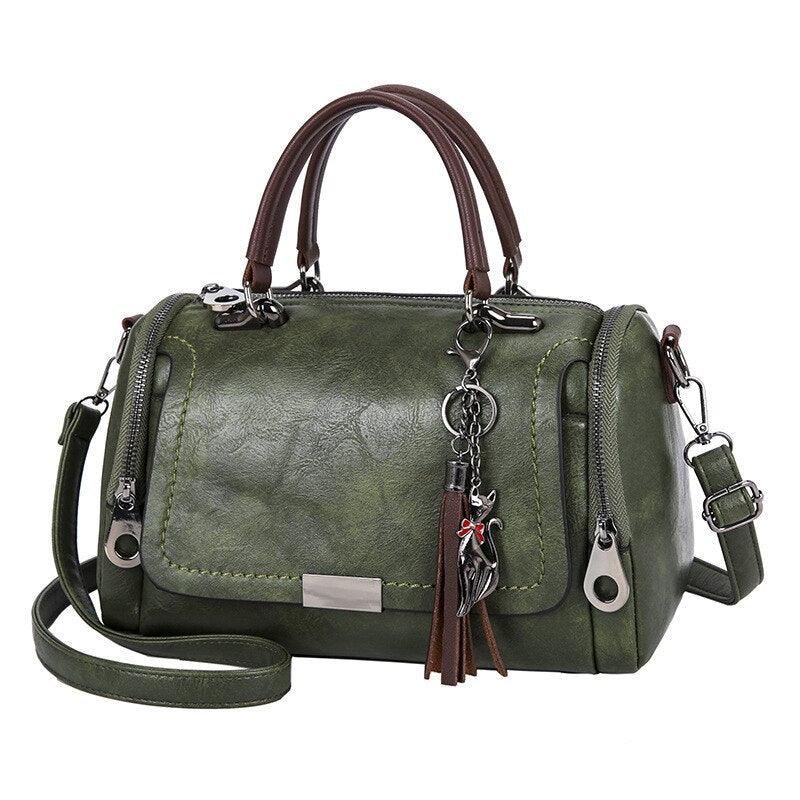 Tassen : Vintage Schoudertas Dames Groen - Retro Stijl in Groen 27*14*17cm van Pantino