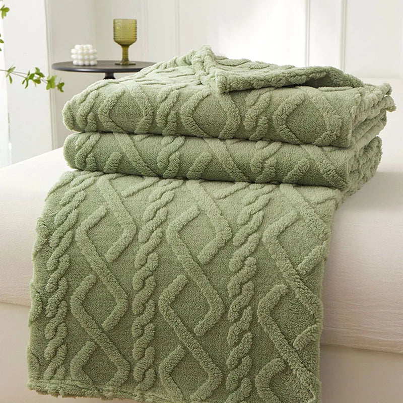 home & garden : FleeceBlanket - Warme Deken van Reistextiel Fleece - Grijs in Groen van Pantino