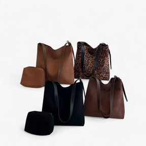 bags : Klassieke Handtassen van Suede Dames - Tijdloos Ontwerp en Comfort - Kastanjebruin in van Pantino