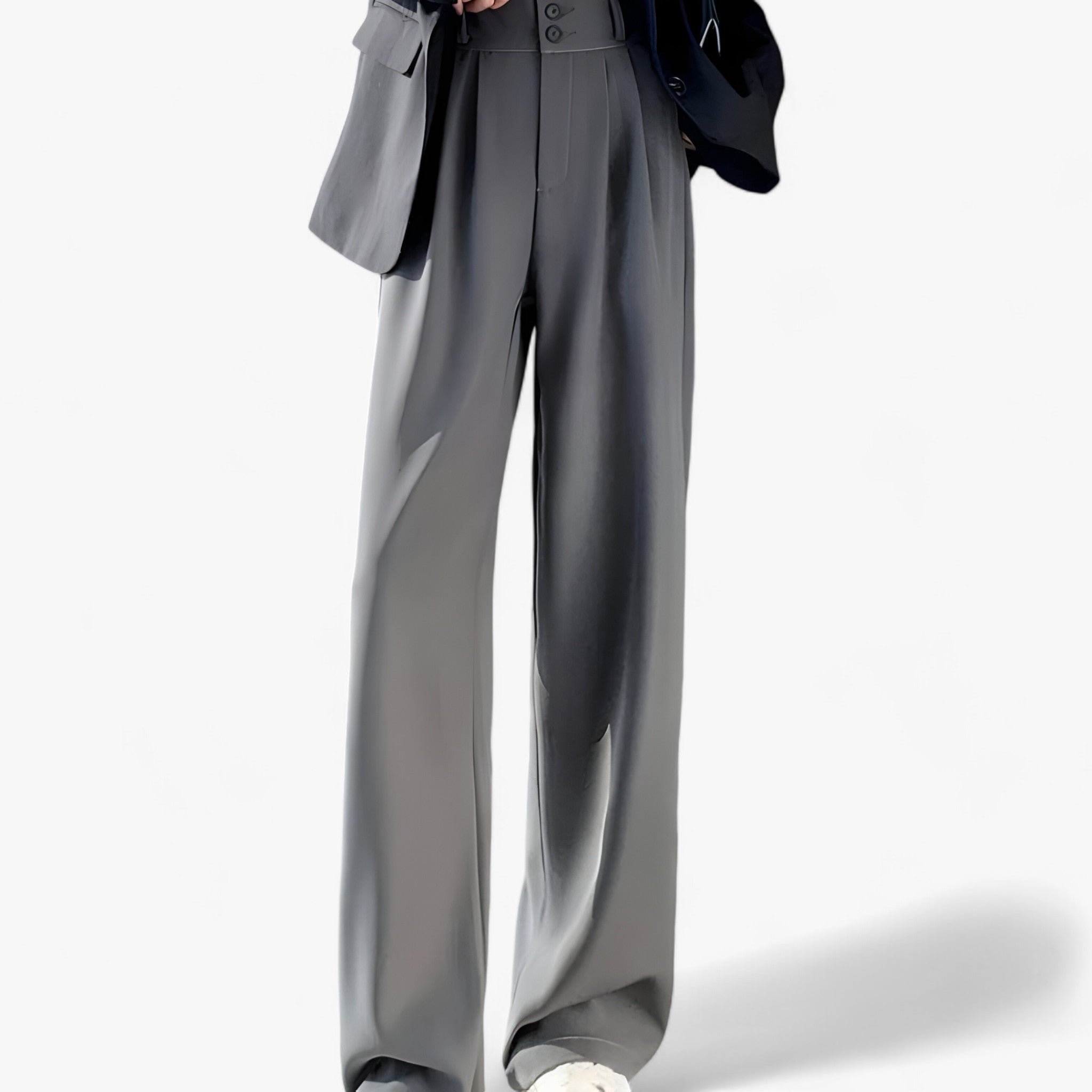 Pants : Broek Zwart - Hoge Taille - Modieus & Comfortabel in Grijs van Pantino