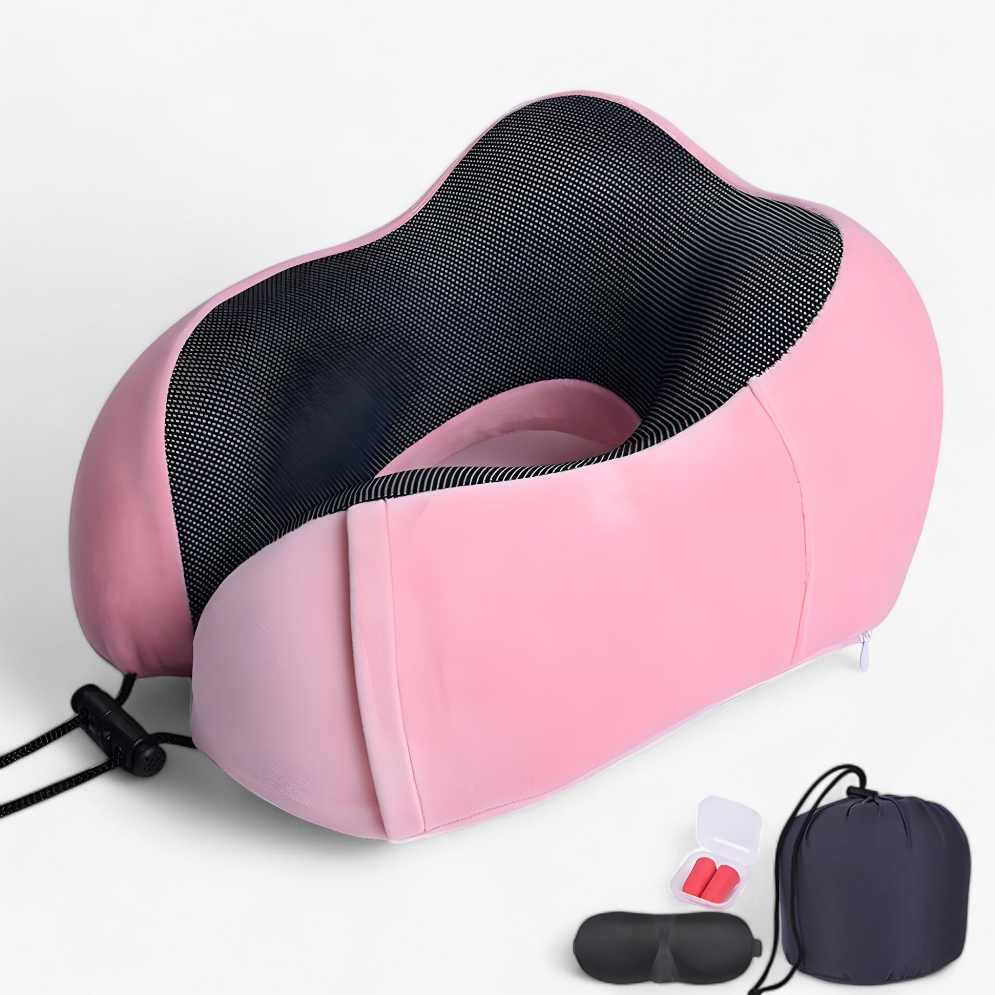 Travel Pillow : CloudRest - U-Vormig Reisekussen - Geheugenschuim voor Neksteun in Roze Anzug van Pantino