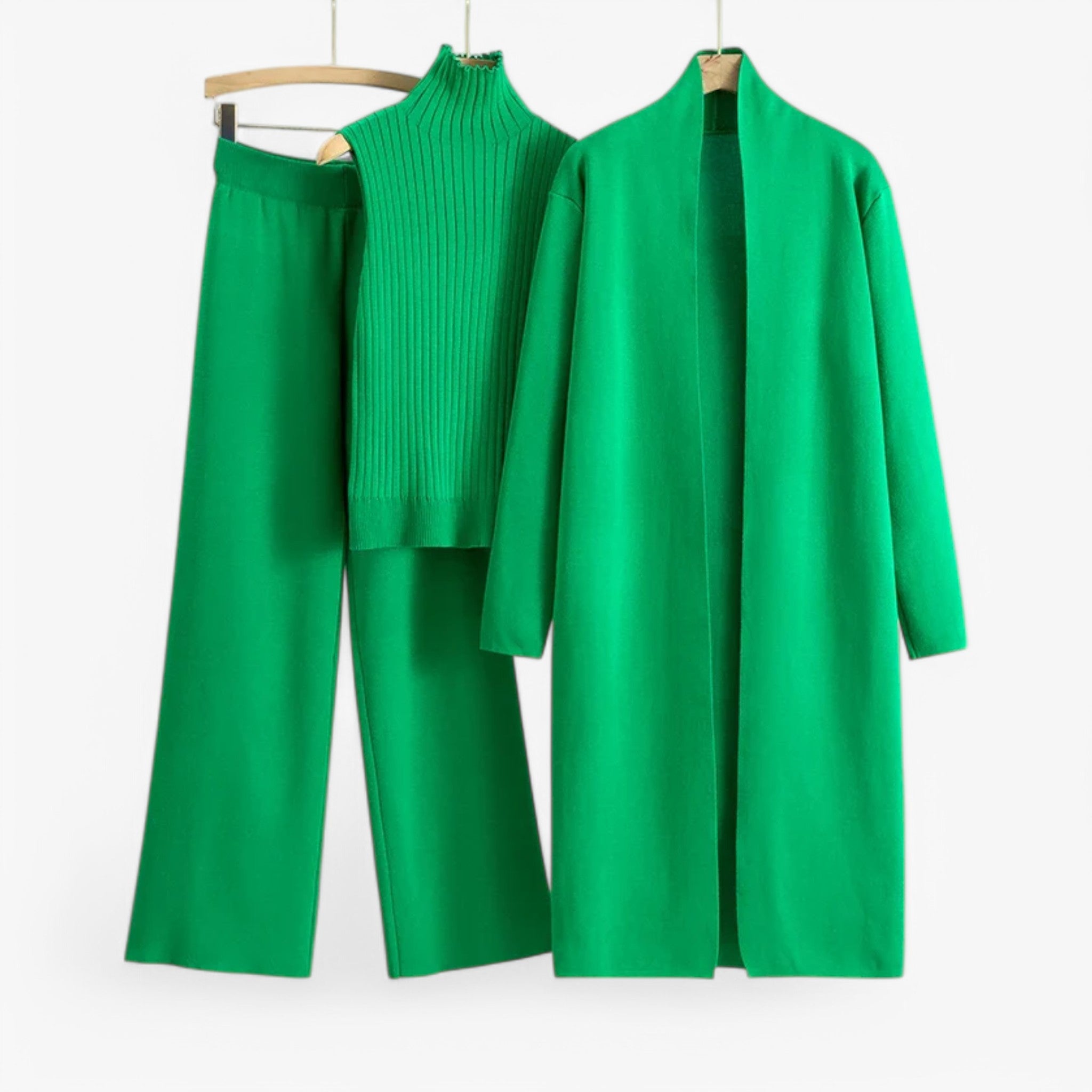 Loungewear Set : Ivy I Vintage Breiset in 3 delen in Groen Eén maat van Concept Odense