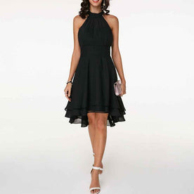women's midi dress : Midi Jurk Dames: Soepelvallend Model met Fijne Plooien in Zwart van Pantinoshop