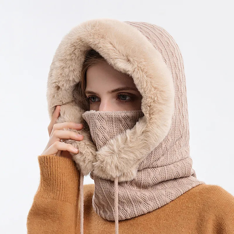 Hat : Cap Khaki - Warme Winter Capuchon in Khaki van Pantino