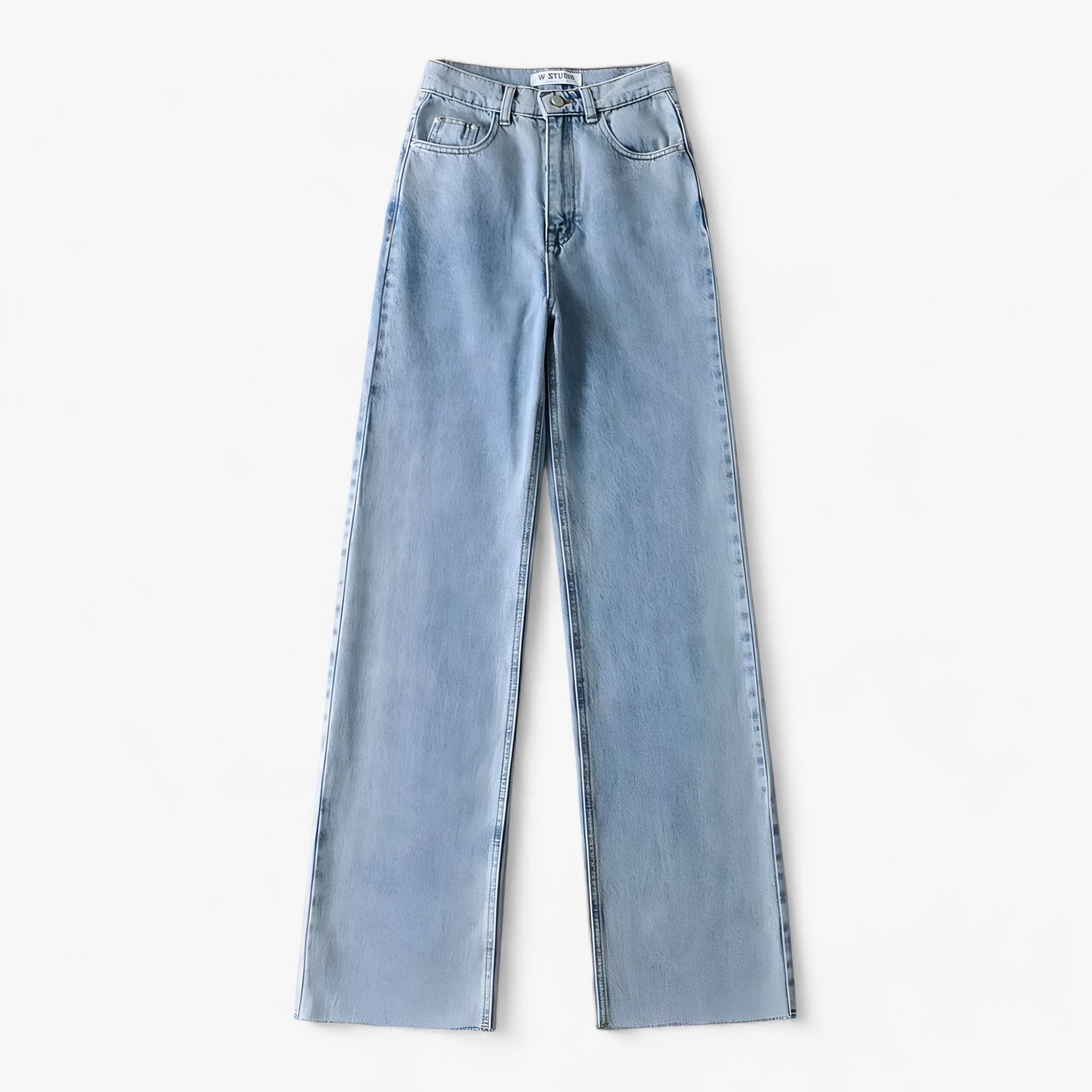 Pants : Broek met Wijde Pijpen - Eenvoudig en Elegant - Donkerblauw in Lichtblauw van Pantino