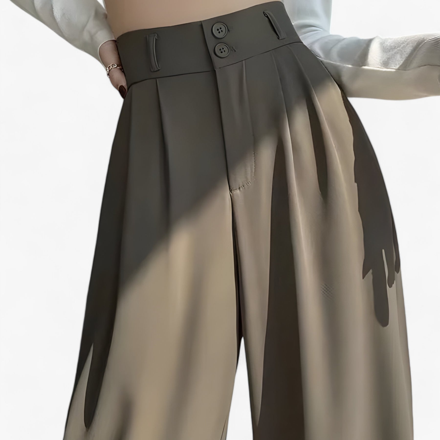 Pants : Broek Zwart - Hoge Taille - Modieus & Comfortabel in van Pantino