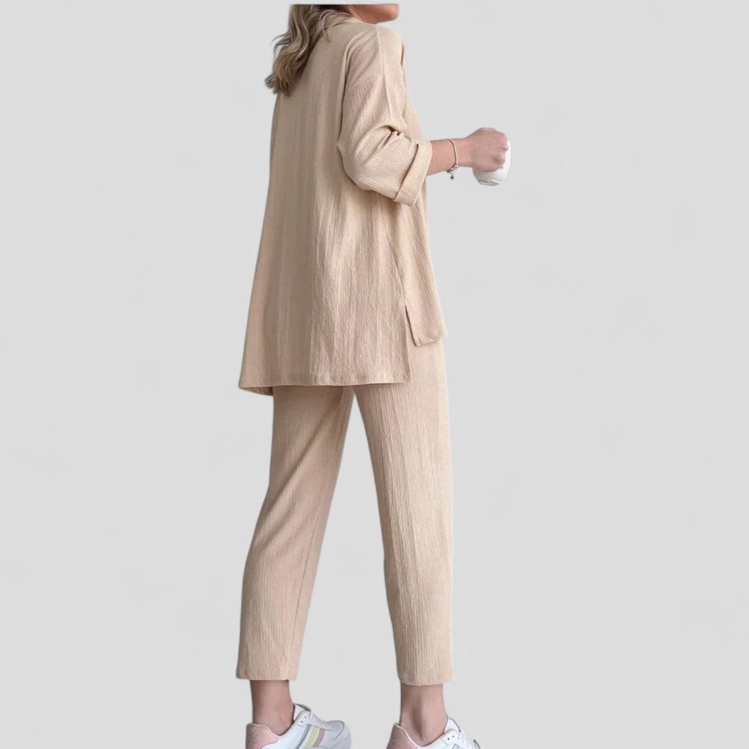 Women Set : Blouse Dames Zwart - Casual Zomer Set met en Broek in van Pantino