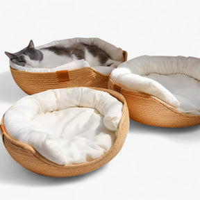 pets : Luna Nest Handgeweven Bamboe Huisdierbed - Natuurlijk & Comfortabel Mandje voor Katten & Kleine Honden in van Pantino