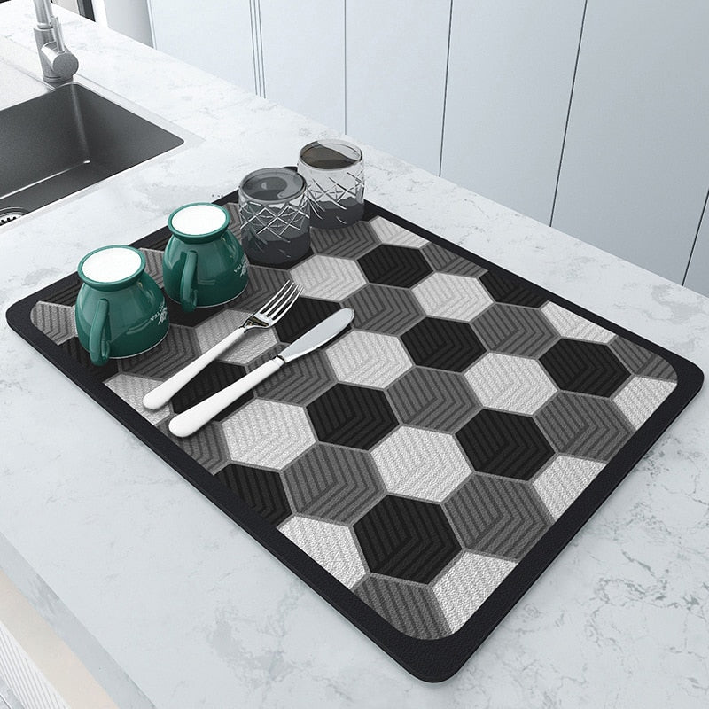 home & garden : Afdruip Mat - Super Absorberend, Antislip & Uniek Design - Donkergrijs in van Pantino