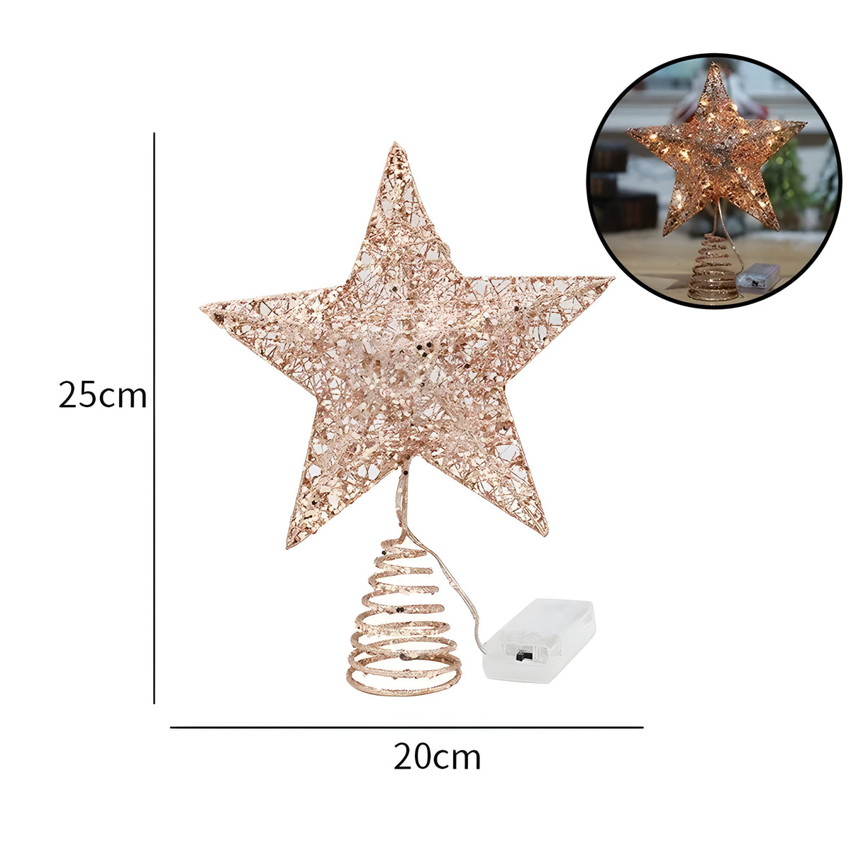 home & garden : Sterrenachtige Elegant - Bovenste Ster Ornamenten Kerstlicht - Verlicht Uw Eindejaarsfeest in 20cm Roségoud van Pantino