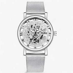 watches : Trendy Skelethorloge Dames - Elegante Metalen Horloge voor - Zilver in zilver van Pantino
