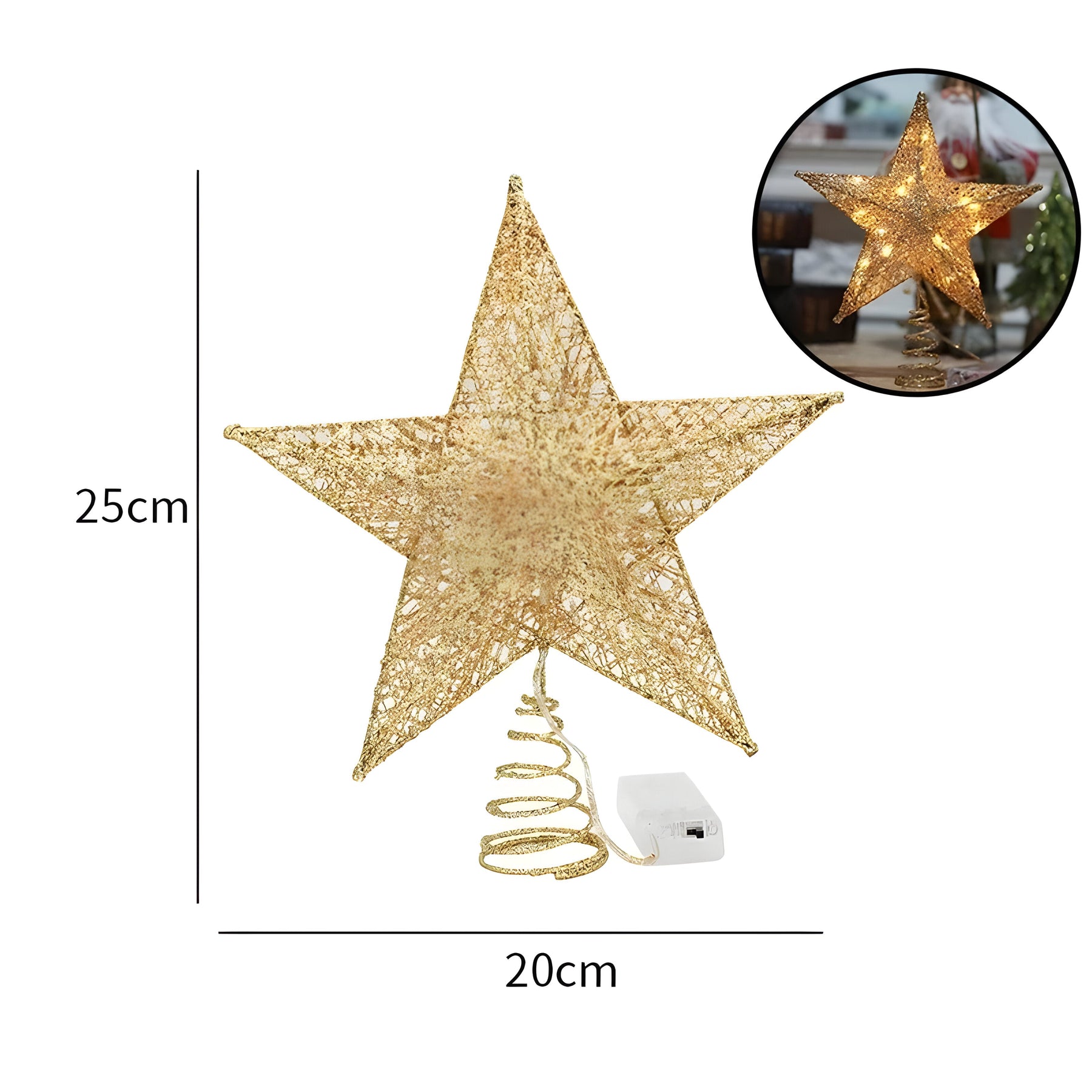 home & garden : Sterrenachtige Elegant - Bovenste Ster Ornamenten Kerstlicht - Verlicht Uw Eindejaarsfeest in 20cm Champagnegoud van Pantino