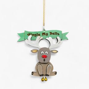 home & garden : Jingle My Bells - Grappige Kerstornament - Bel Hanger Kerstman voor Kerstboom en Nieuwjaarsdecoratie in Hert Materiaal- Acrylaat van Pantino