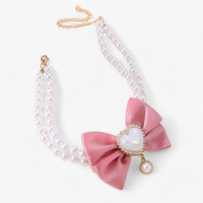 pets : Verstelbare Dubbele Laag Halsband met Hart Hanger - Roze Kleur in van Pantino