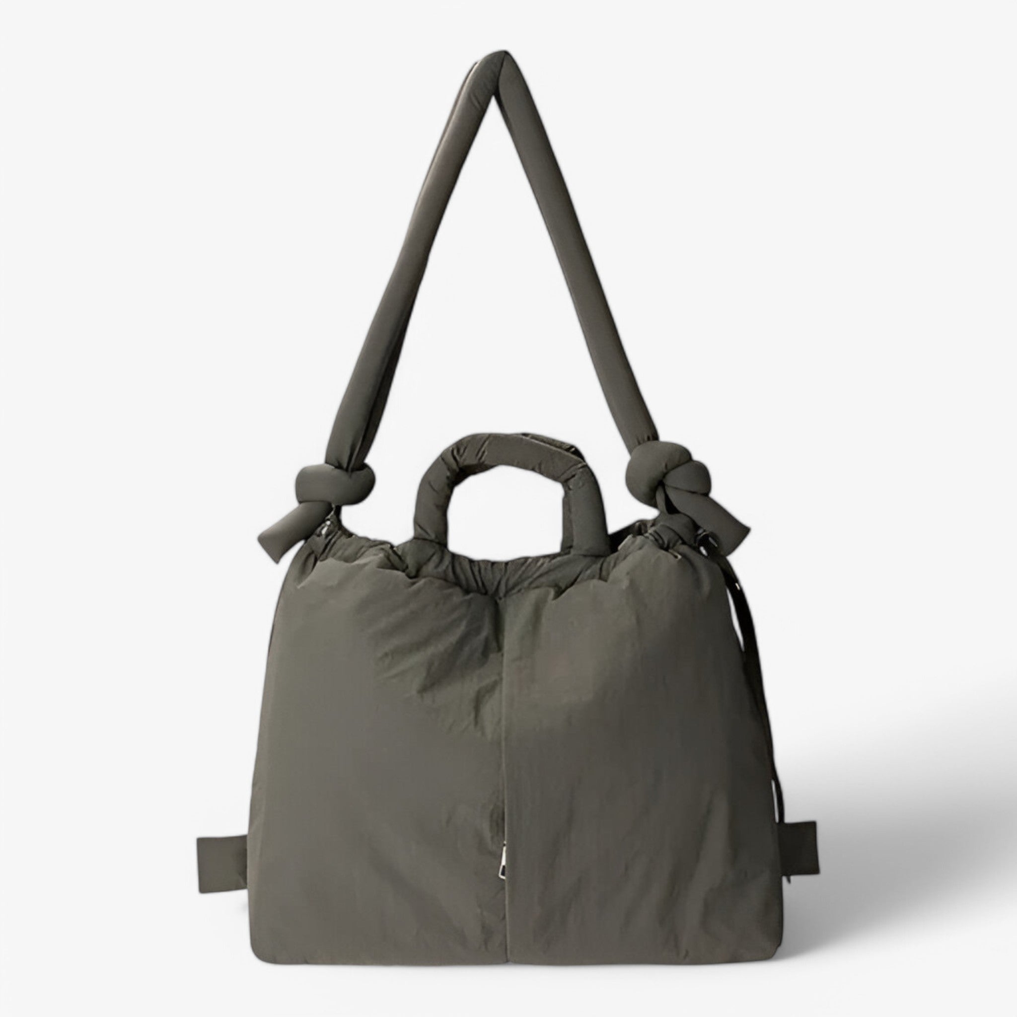 bags : Handtas Roze Puffer - Trendy Dames Schoudertas van Nylon in Grijs van Pantino