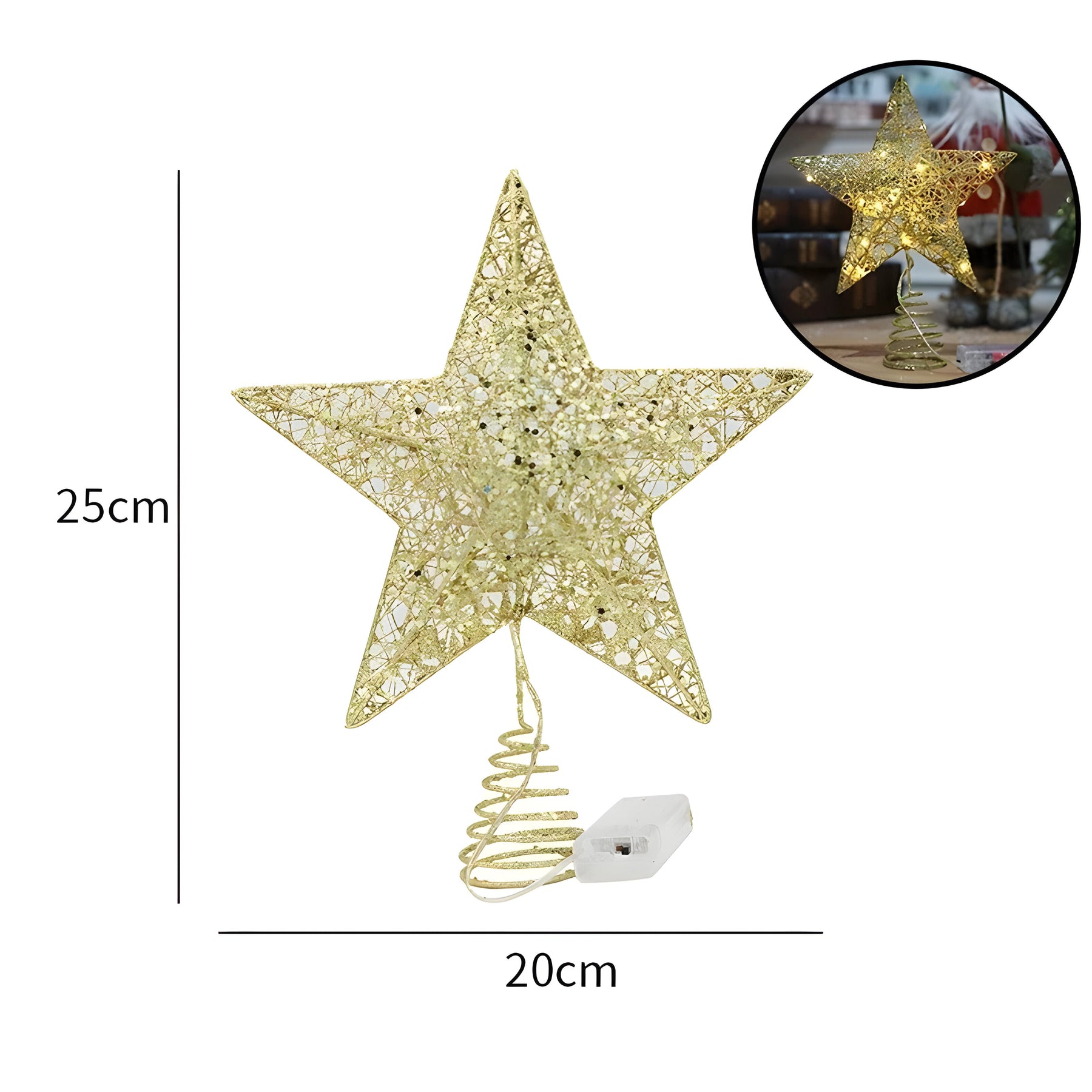 home & garden : Sterrenachtige Elegant - Bovenste Ster Ornamenten Kerstlicht - Verlicht Uw Eindejaarsfeest in 20cm Goud van Pantino
