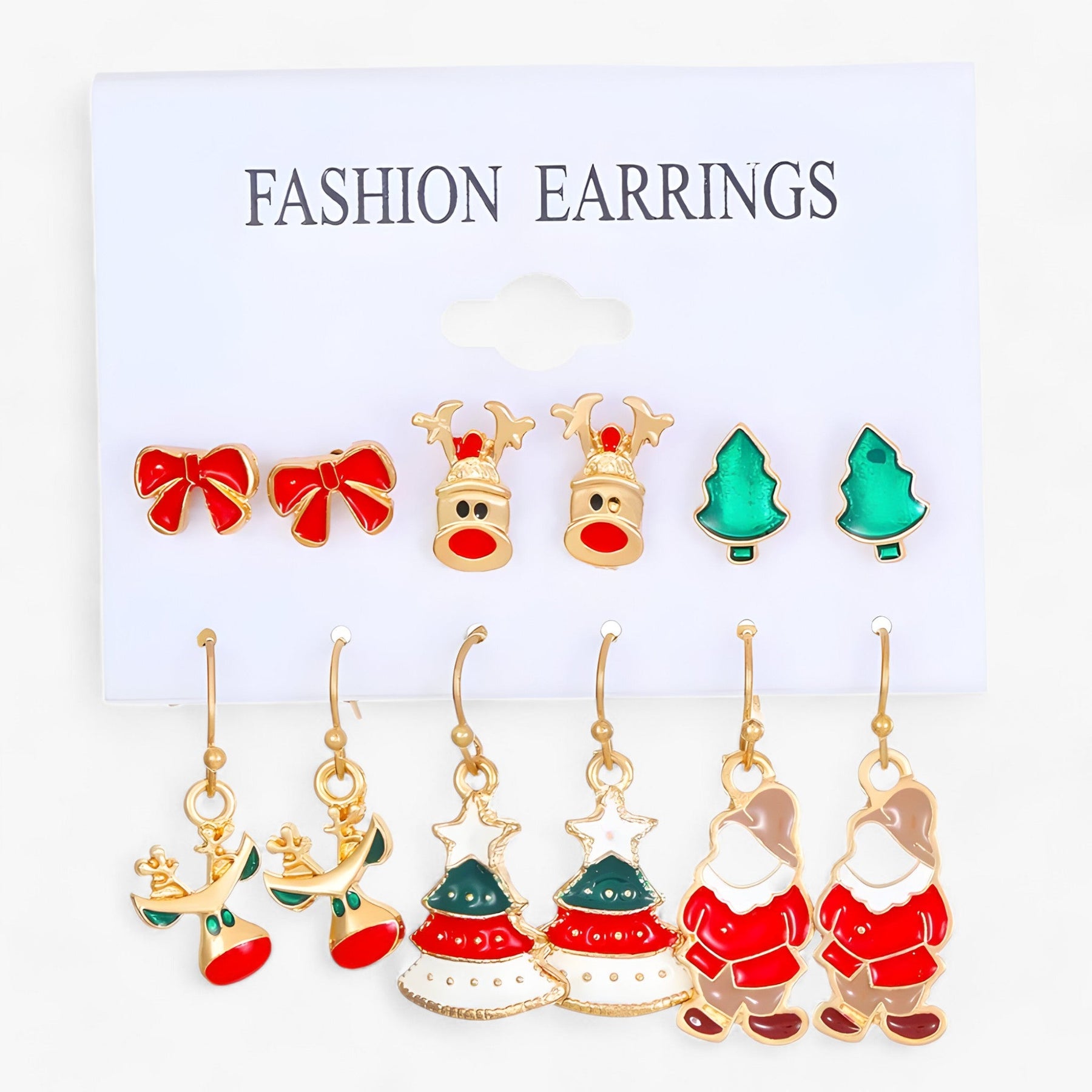 Earrings : Set van 6 Paar Kerstoorbellen - Sprankelende Ontwerpen in Zirkonia in 8 van Pantino