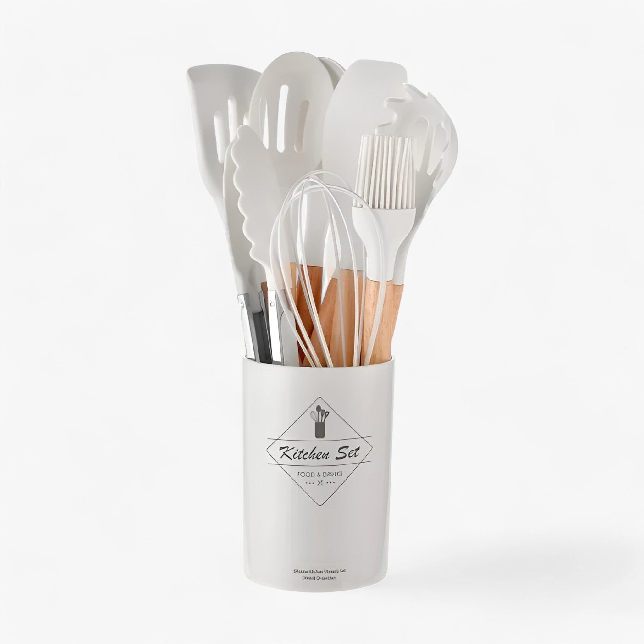 home & garden : Set van 12 Keukenhulpmiddelen in Silicone - Zwart 12Stuks in Wit 12Stuks van Pantino