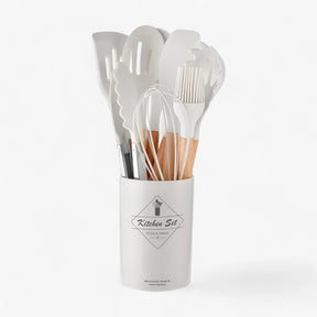 home & garden : Set van 12 Keukenhulpmiddelen in Silicone - Zwart 12Stuks in Wit 12Stuks van Pantino