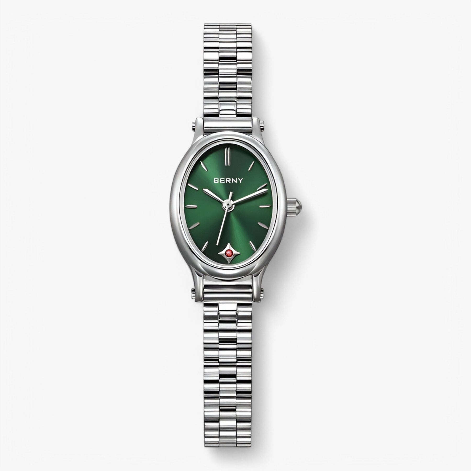 Watch : Minimalistische Ovalen Armbandhorloge Dames - Zwart in Groen van Pantino