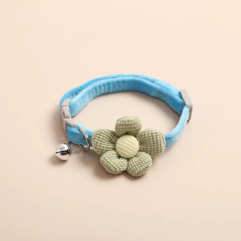 pets : Verstelbare Kattenhalsband Bloem - Roze in Blauw van Pantino