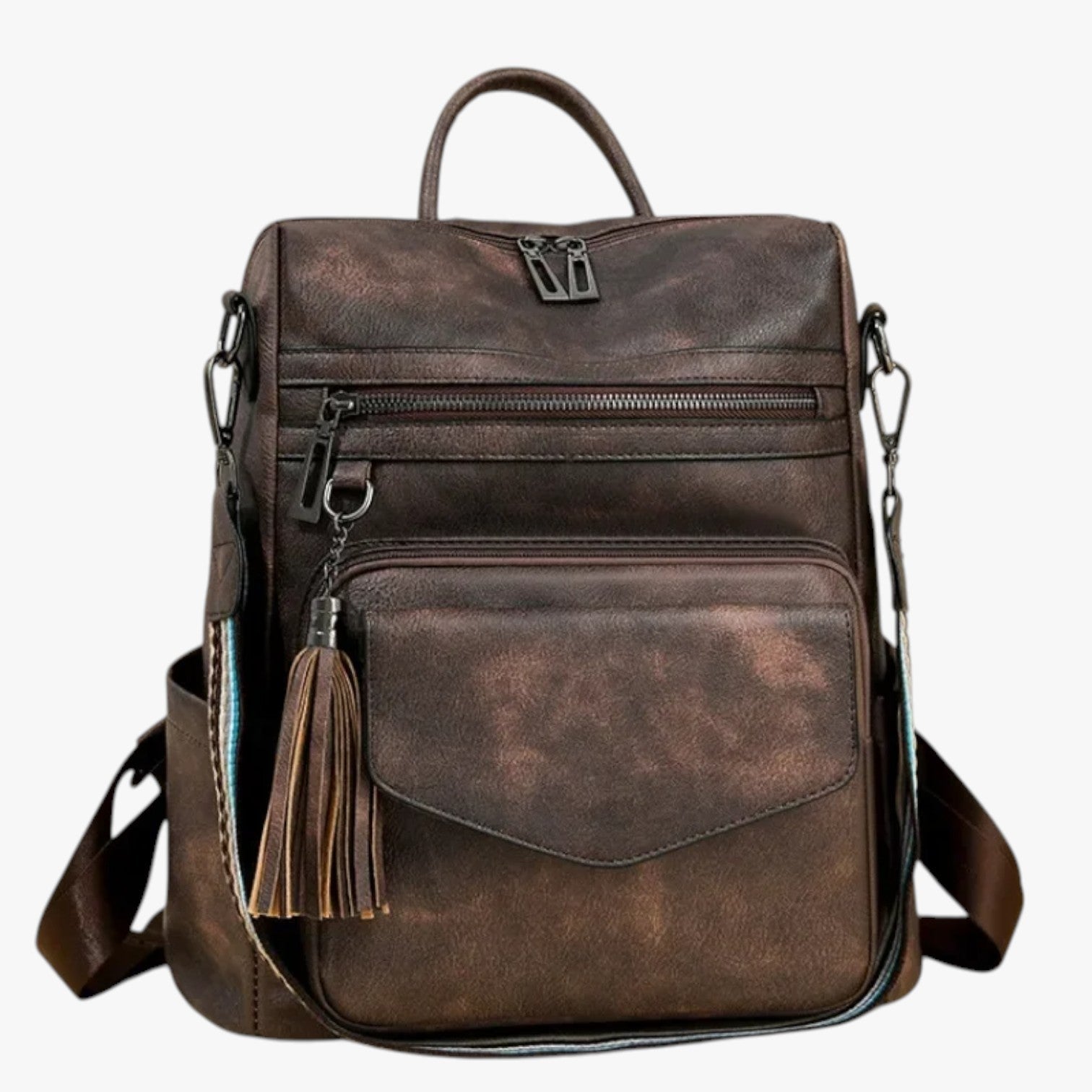 Bags : Rugzak Dames Groot van Echt Zwart Leer met Vakken voor Werk en Reizen in van Pantinoshop