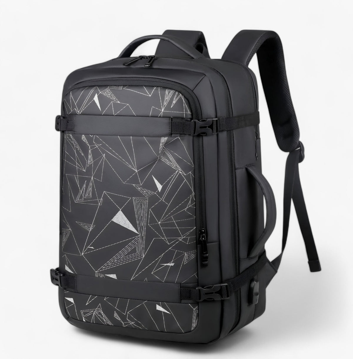 bags : Reisrugzak met USB Heren - Expande Zwart in Expande Zilver 18inch(32x46x15)cm van Pantino