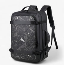 bags : Reisrugzak met USB Heren - Expande Zwart in Expande Zilver 18inch(32x46x15)cm van Pantino