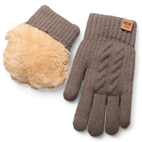 Gloves : Touchscreen & Fleece - Ideaal voor Fietsen - Zwart in Khaki Eén maat van Pantino