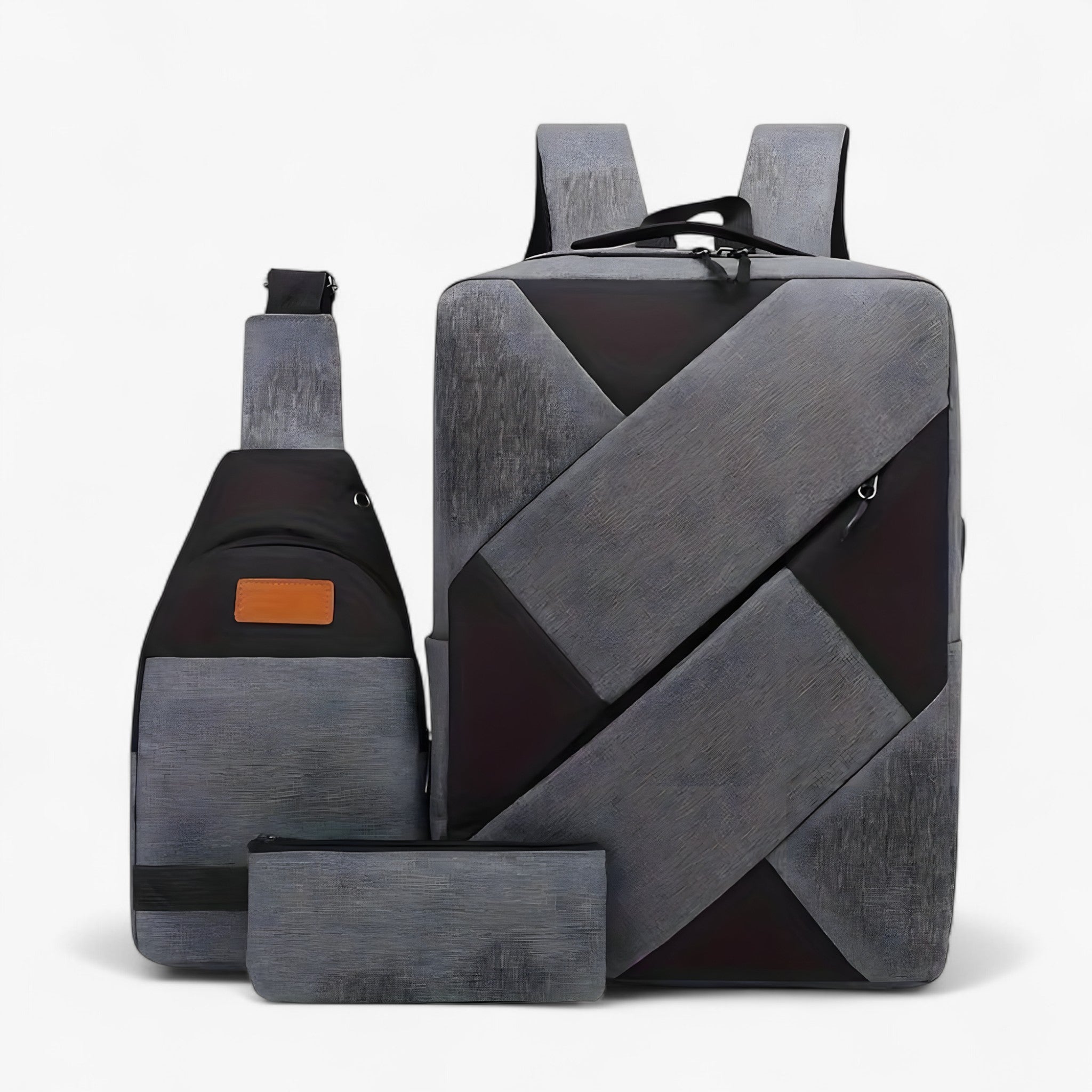 bags : Rugzak Grijs - Set 3 in 1 met en Bijpassende Accessoires in Grijs van Pantino