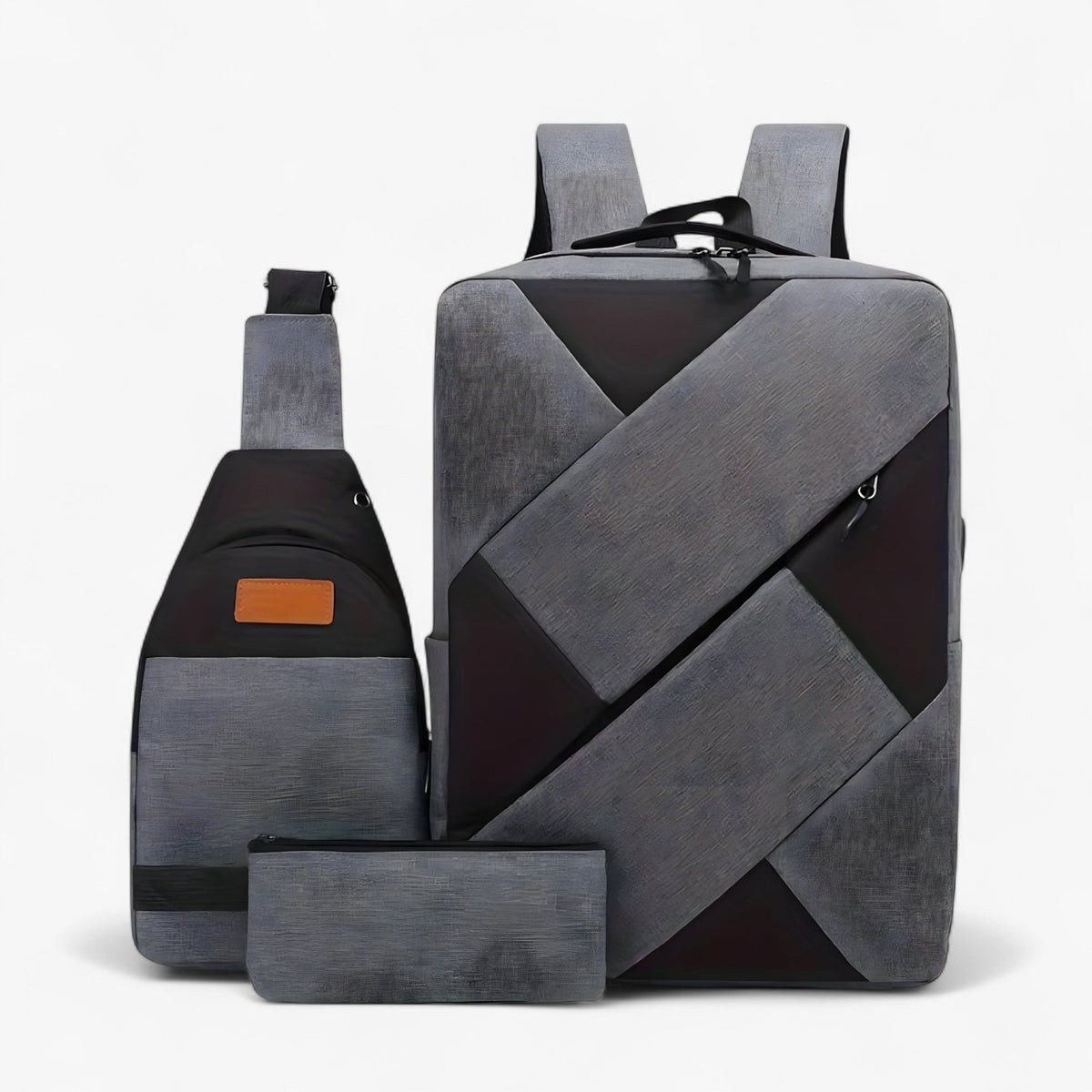 bags : Rugzak Grijs - Set 3 in 1 met en Bijpassende Accessoires in Grijs van Pantino