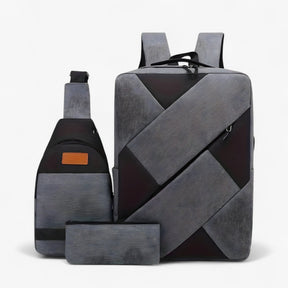 bags : Rugzak Grijs - Set 3 in 1 met en Bijpassende Accessoires in Grijs van Pantino