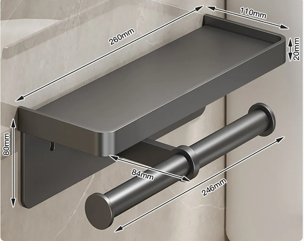 home & garden : Multifunctionele Toiletrolhouder Zilver - Luxe Opbergplank Badkamer - RVS in van Pantino