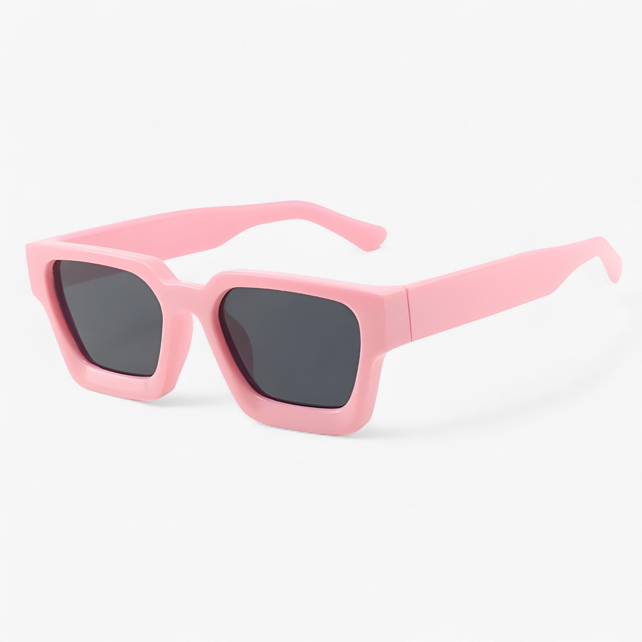 Sunglasses : Zonnebril Heren Vierkant Retro, Montuur Mat Zwart, Gepolariseerde Lenzen UV400 in Roze Grijs van Pantinoshop
