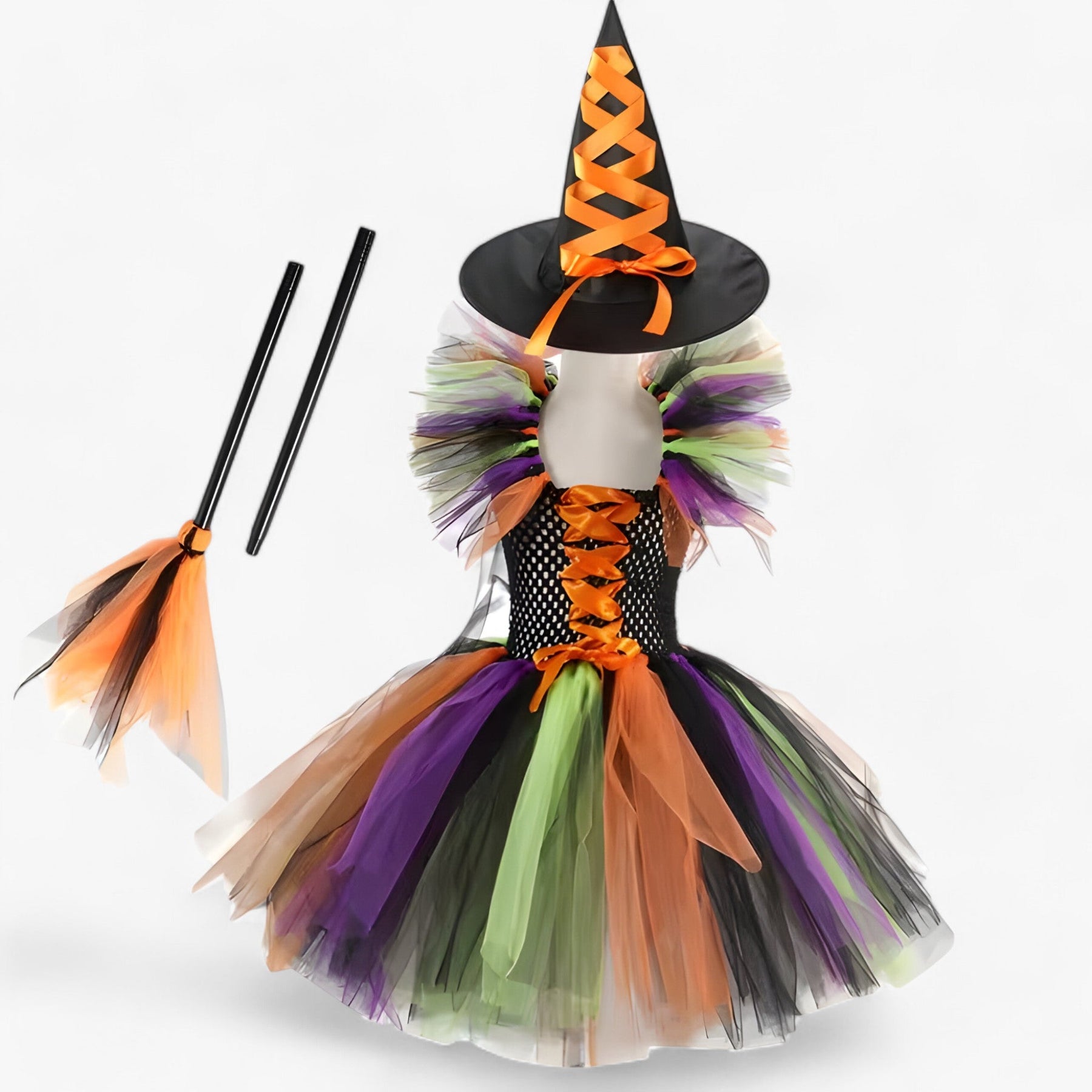 Costume Set : Tutu Jurk en Accessoires voor Halloween en Carnaval in Heksstijl J van Pantino
