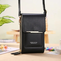 bags : Schoudertas met Touchscreen Venster Bruin - Tech Smart Tas - Nylon in Zwart van Pantino