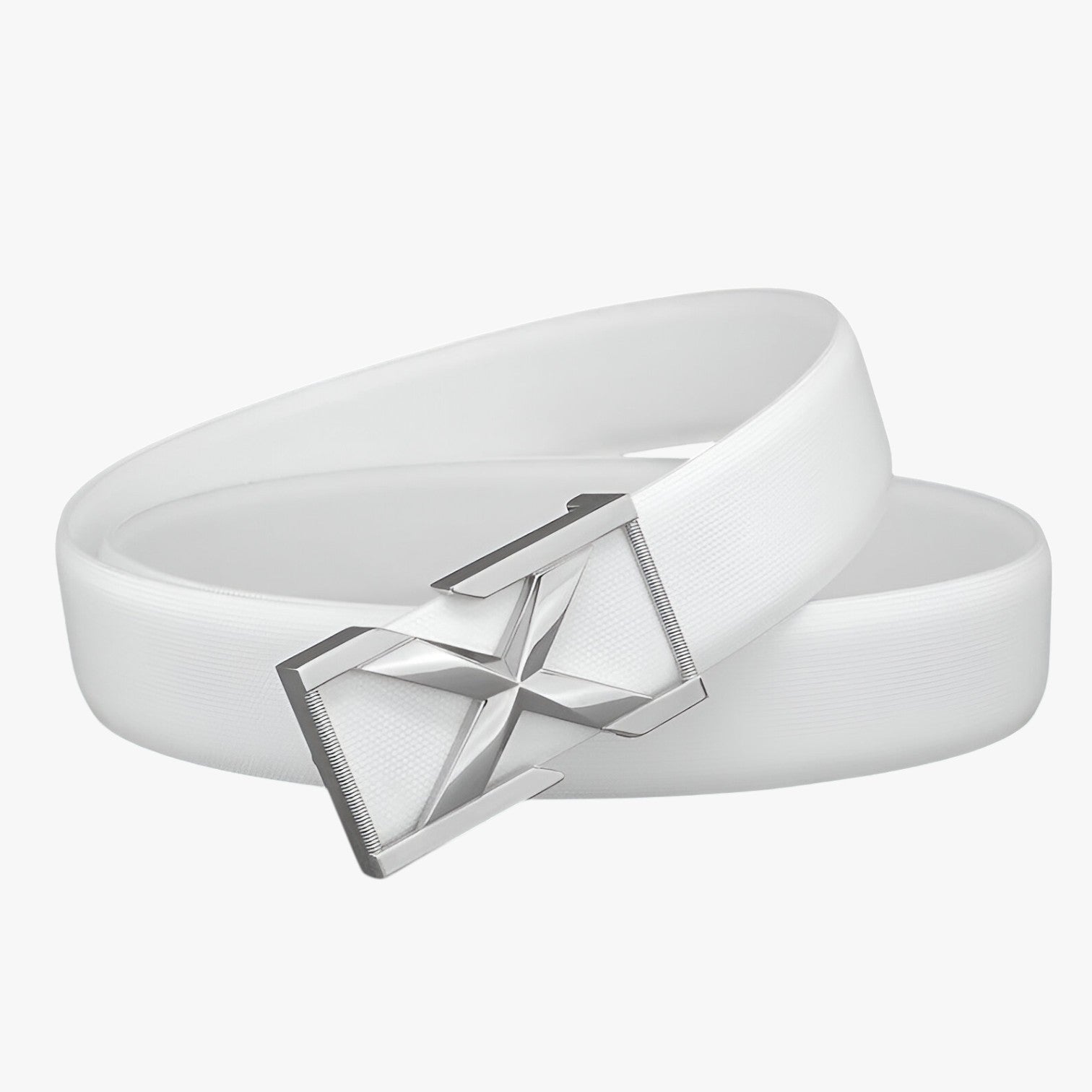 Belt : Herenriem met X-skull Gesp Luxe Casualstijl voor Jongeren - Witte Goud Gesp in Witte Zilveren gesp van Pantino