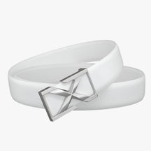 Belt : Herenriem met X-skull Gesp Luxe Casualstijl voor Jongeren - Witte Goud Gesp in Witte Zilveren gesp van Pantino
