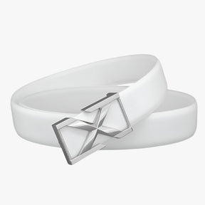 Belt : Herenriem met X-skull Gesp Luxe Casualstijl voor Jongeren - Witte Goud Gesp in Witte Zilveren gesp van Pantino