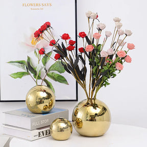 home & garden : Gouden Keramische Bloemenvaas - Luxe Decoratieve Woonkamer - Keramiek in L van Pantino