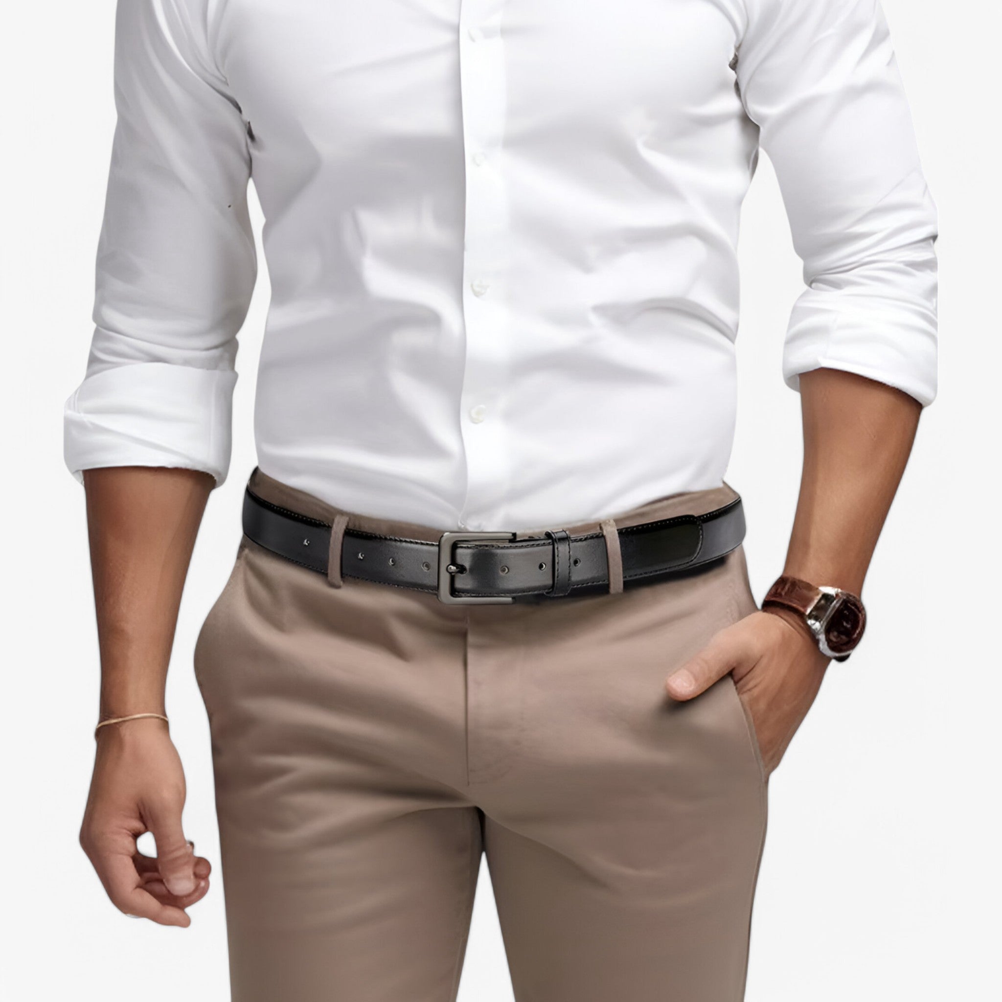 Belt : Riem Zwart - Elegante Leren in van Pantino