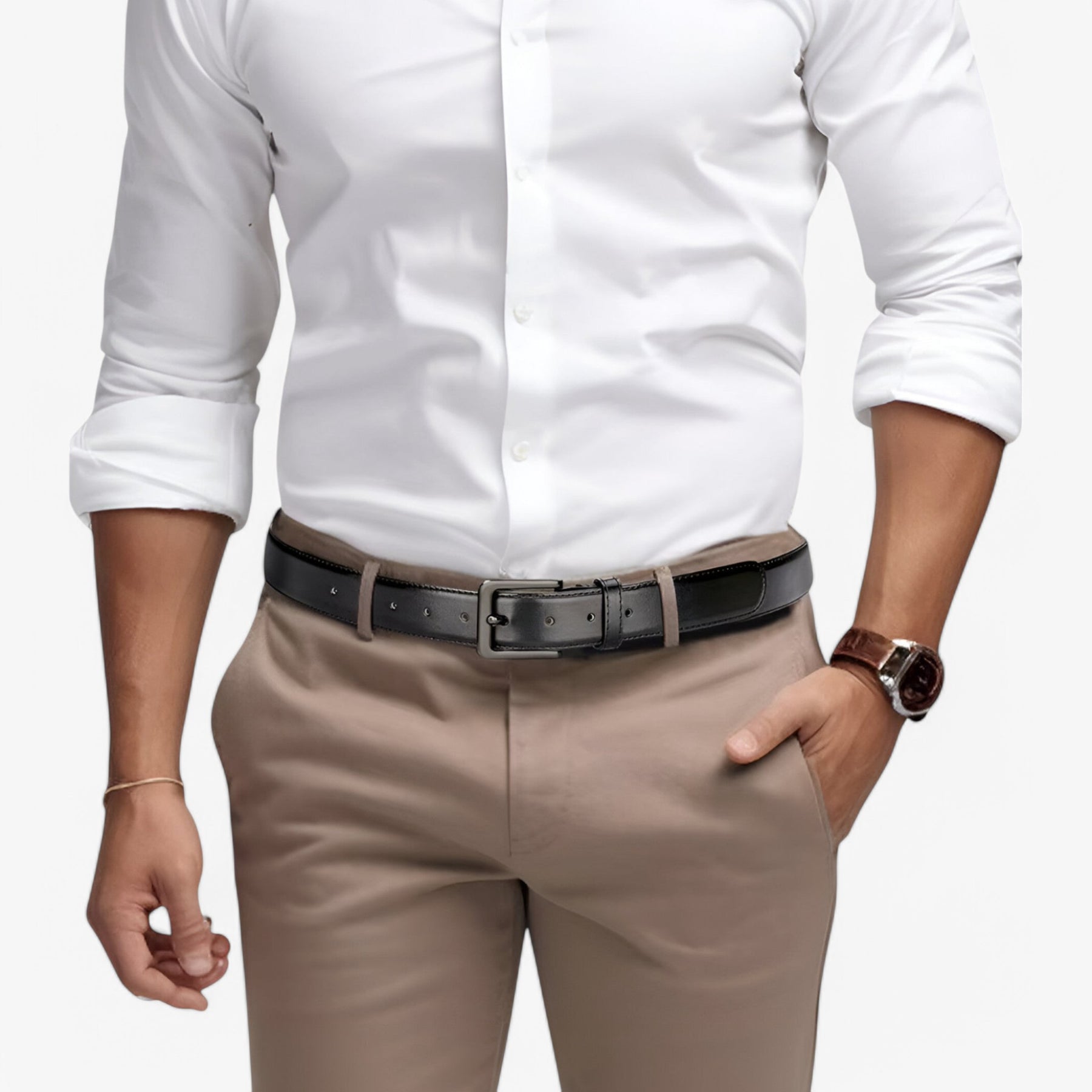 Belt : Riem Zwart - Elegante Leren in van Pantino