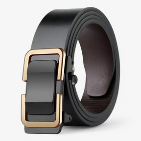 Belt : Riem Heren Zwart - Leren van Hoogwaardig Koeienhuidleer in Goud van Pantino