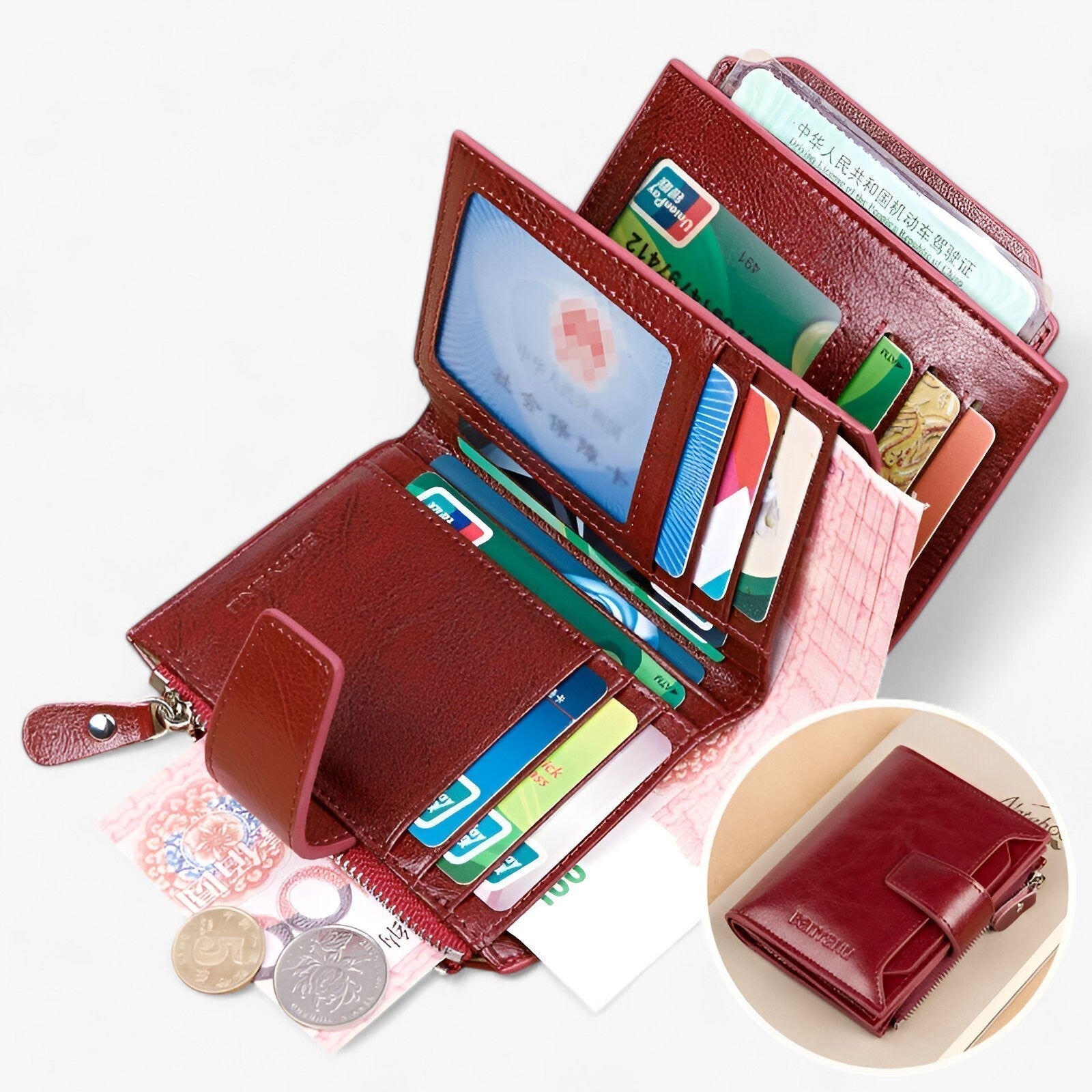 bags : Lederen Portemonnee voor Dames Rfid - Bruin in van Pantino