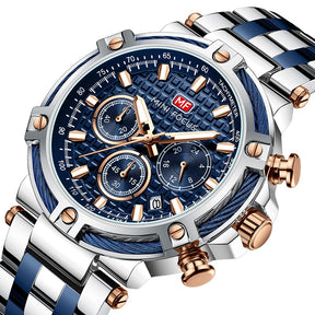 watches : Heren Horloge Zilver/Blauw RVS - Klassiek Polshorloge met Datumweergave in van Pantino