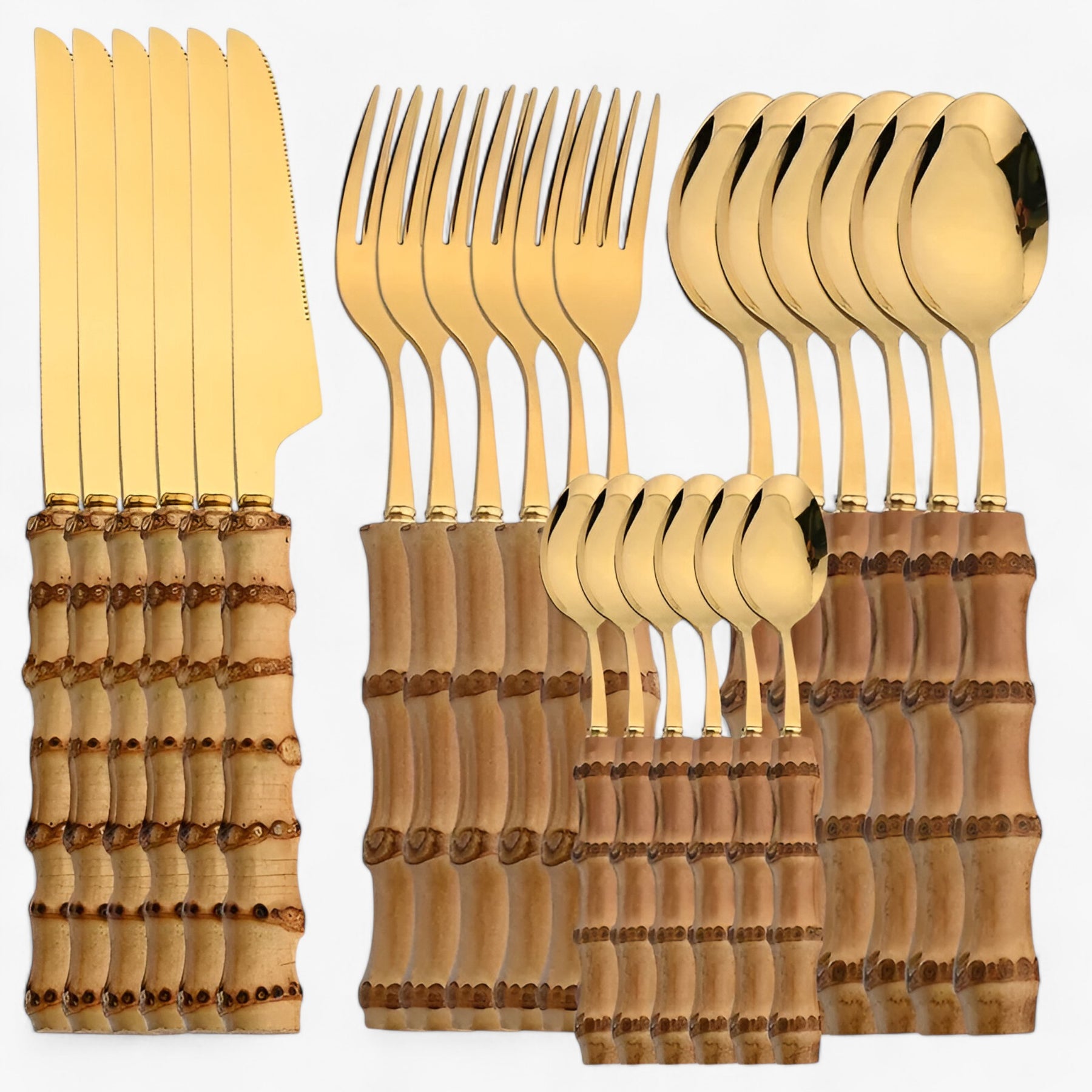 home & garden : BambooCraft - Bamboe Bestekset - Goud 24Stuks in Goud 24Stuks van Pantino